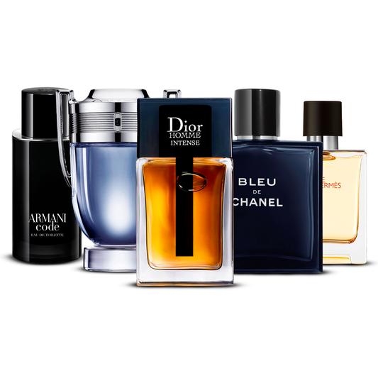 Combinație de 5 parfumuri pentru bărbați – Armani Code, Invictus, Dior Homme Intense, Bleu de Chanel și Terre d'Hermès [100 ml fiecare]