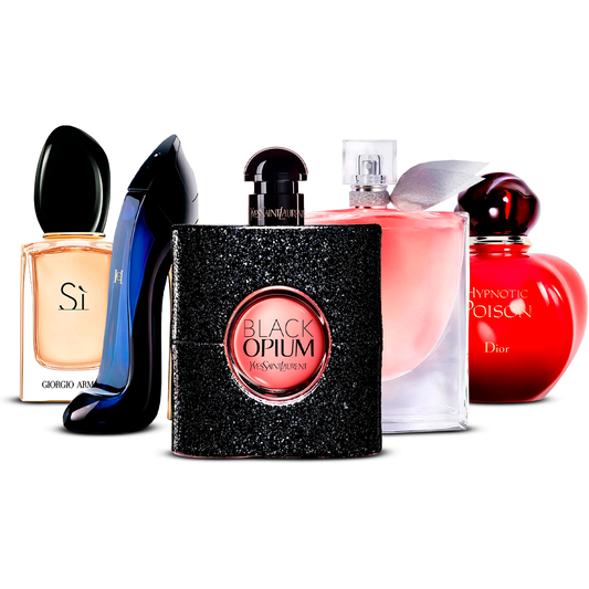 Combinație de 5 parfumuri pentru femei – Sì, Good Girl, Black Opium, La Vie Est Belle și Hypnotic Poison [100 ml fiecare]