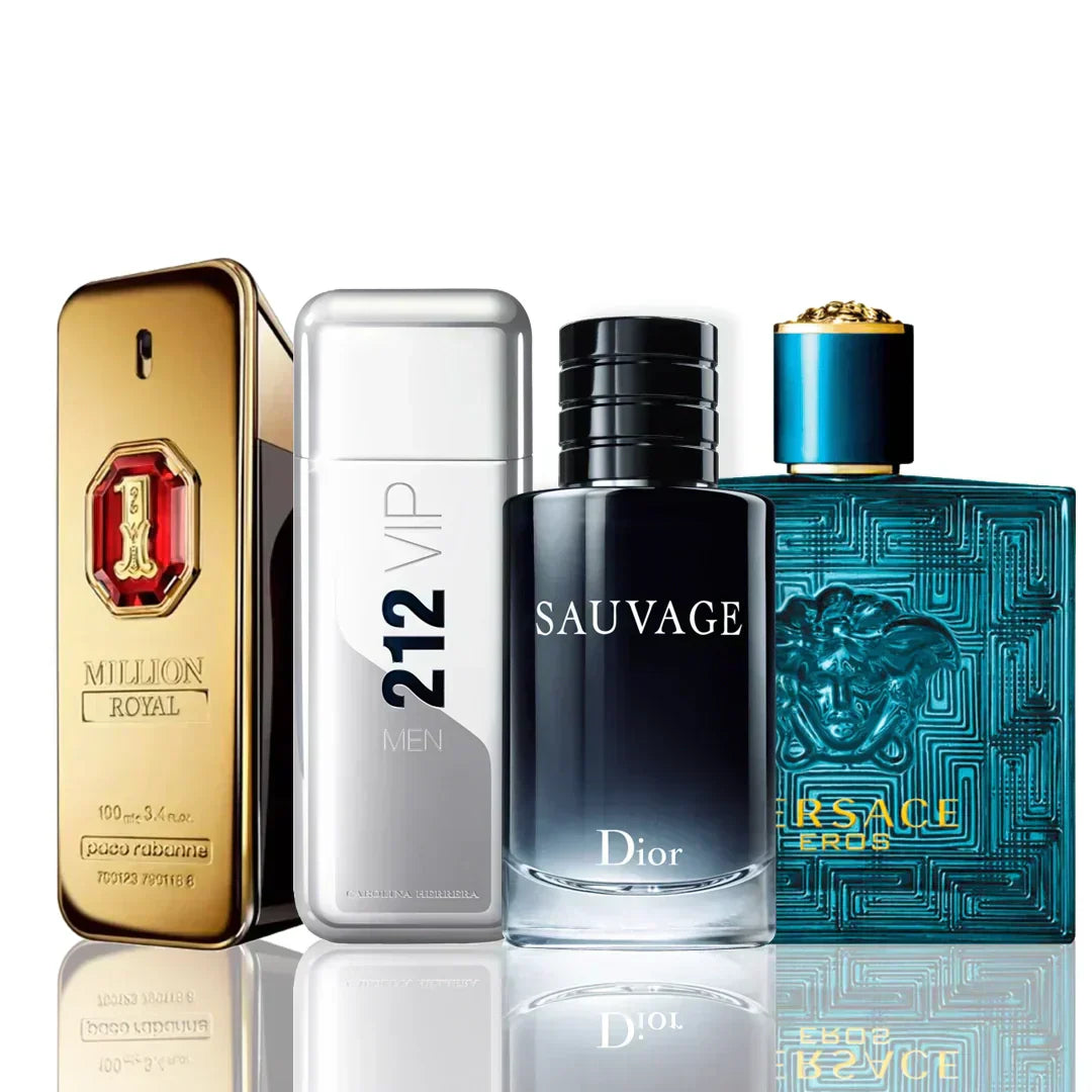 Set de 4| One Million Royal + 212 Vip + Sauvage Dior + Versace Eros 100 ml
