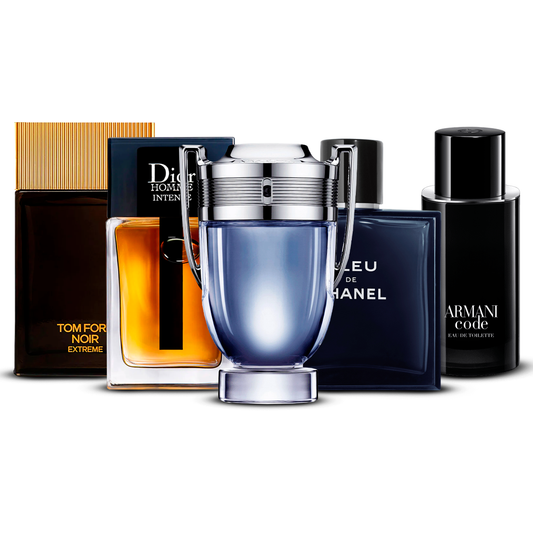 Combinație de 5 parfumuri pentru bărbați – Tom Ford Noir Extrême, Dior Homme Intense, Invictus, Bleu de Chanel și Armani Code [100 ml fiecare]