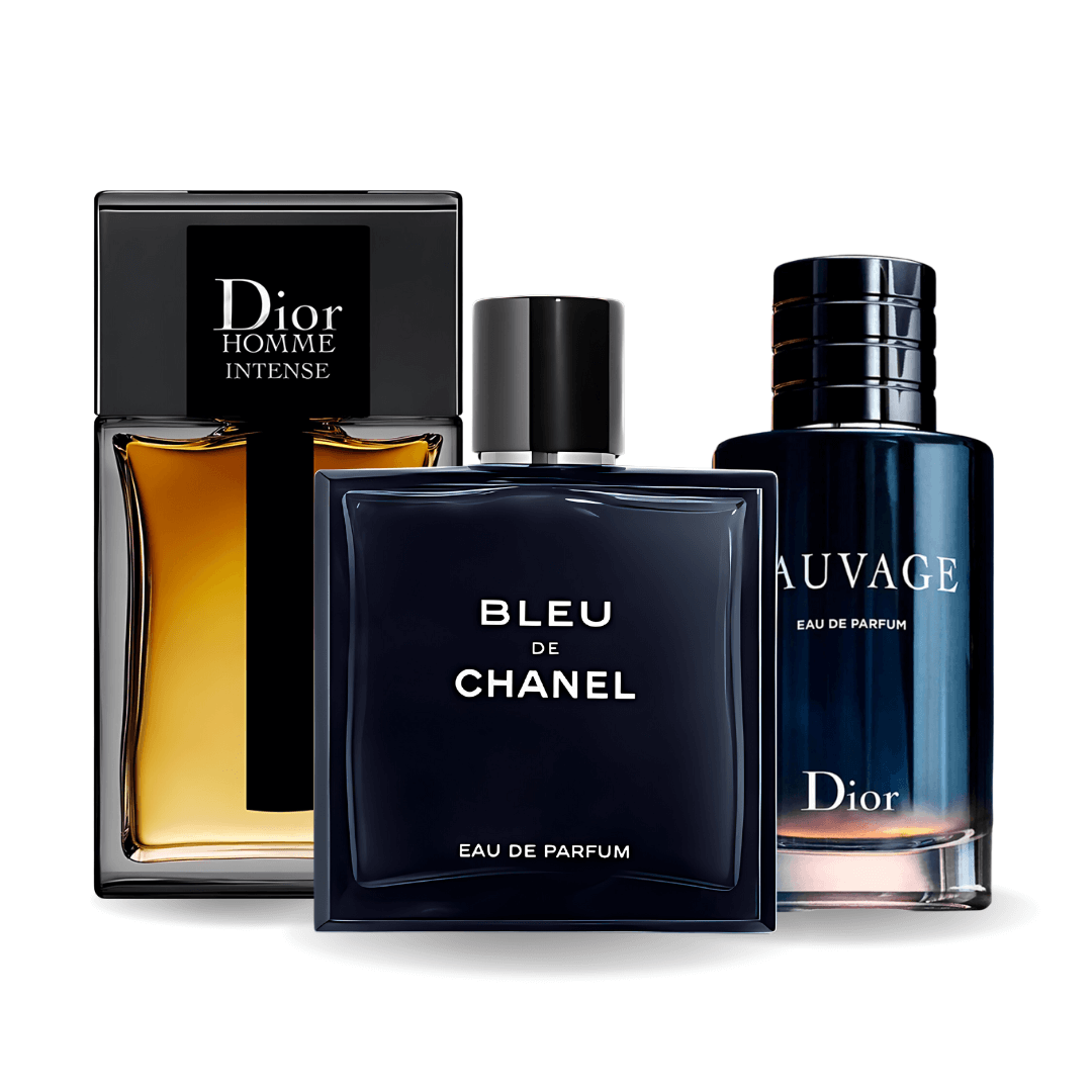 Set de 3 parfumuri | Sauvage Dior + Bleu de Chanel + Dior Homme Intense 100 ml