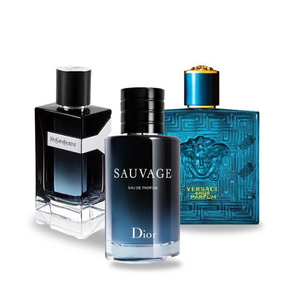 Set de 3 parfumuri | Dior Sauvage + Yves Saint Laurent Y Men + Versace Eros 100 ml