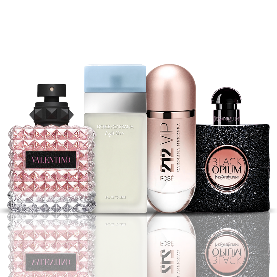 Set de 4 parfumuri | Valentino + Light Blue + 212 VIP Rose + Black Opium 100 ml