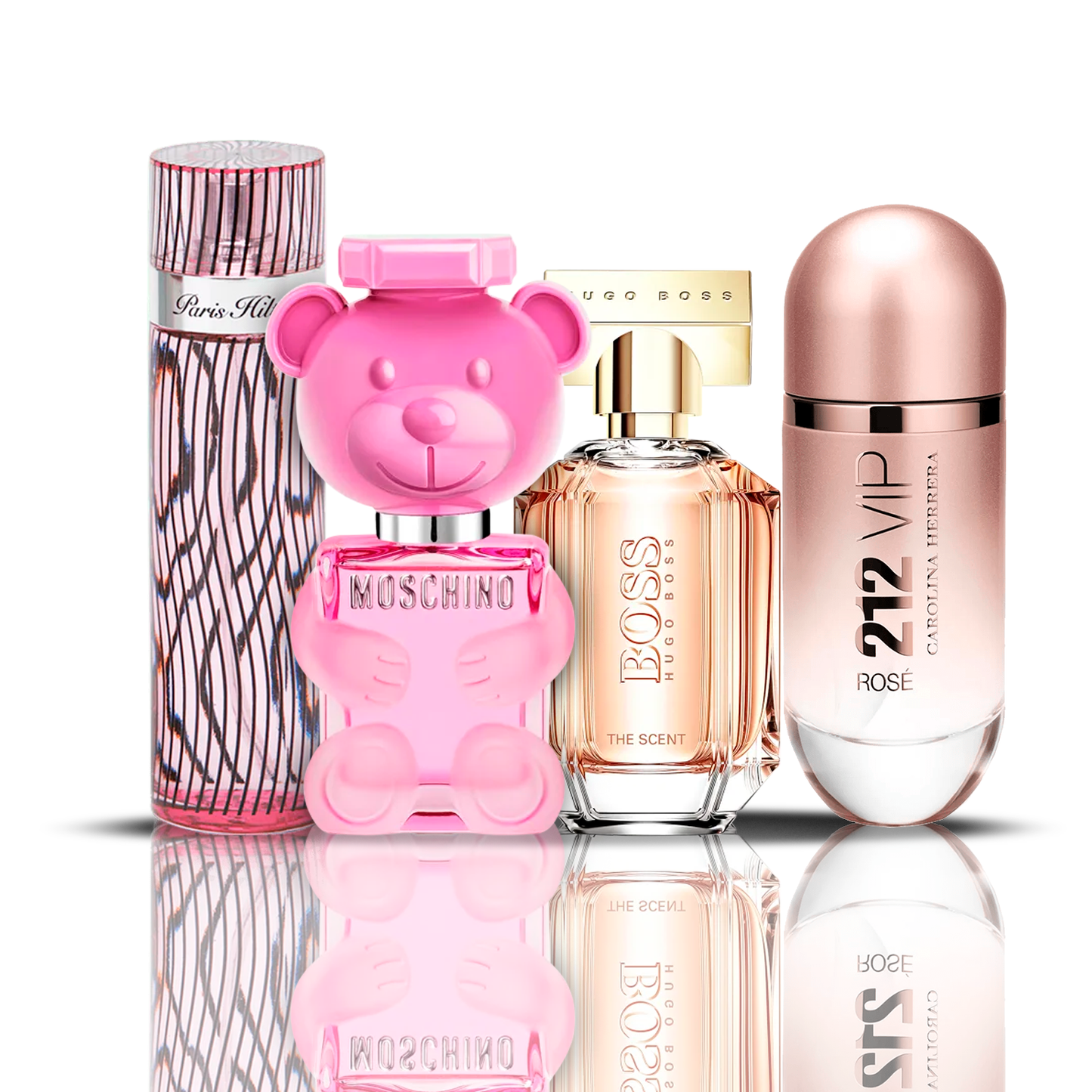 Set de 4 parfumrui  | 212 VIP Rose + Moschino Bubble Gum + Hugo Boss The Scent + Paris Hilton 100 ml