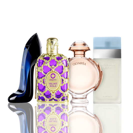 Set de 4 parfumrui  | Light Blue + Orientica Velvet Gold + Good Girl + Olympea 100 ml