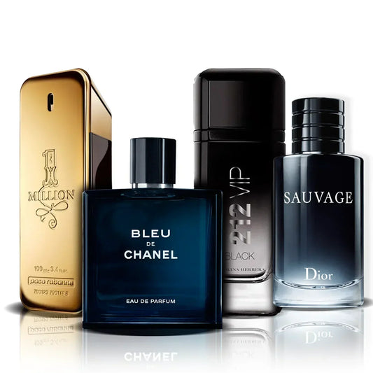 Set de 4 parfumrui | One Million, Bleu de Chanel, 212 Vip Black i Sauvage (100 ml)
